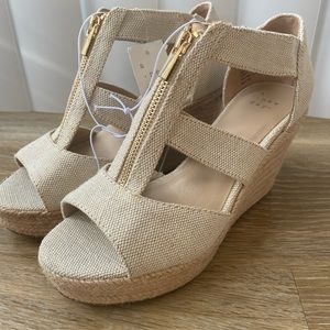 A New Day Tan & Gold Wedges. Women’s size 7.5 NWT
